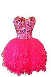 Girls A-line Crystal Crystals Lace-Up Short Tulle Party Dress 