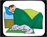 Decorated Mouse Pad with body, individuals, individual, mammal, humans, person, dog, human, boy, persons, blanket, people, pet, animal, sleeping, bed, canine