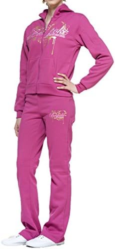 Women's Junior Fitness 2 Piece Active Wear Suit Swalosky by Gazoz Fucshia Large