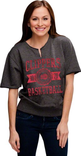 Los Angeles Clippers Women's Charcoal Flash Short Sleeve Crewneck Sweatshirt - Charcoal
