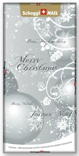 Greeting Card & Premium Swiss Chocolate, Christmas Card - Merry Christmas silver