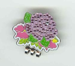 Golf Ball Marker Clip with Crystal Swaroviski Purple Rose Ballmarker