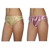 2 PACK SILK COUTURE Womens Silk Sexy Stretch Brief Panties Underwear Knickers - Yellow Pink