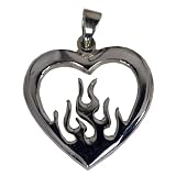 Flaming Heart Silver Pendant Picture is not true size. Item comes with a black cord necklace.