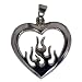 Flaming Heart Silver Pendant Picture is not true size. Item comes with a black cord necklace.