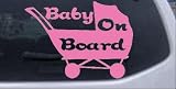 6in X 4.3in Pink -- Baby On Board Stroller Girlie Car Window Wall Laptop Decal Sticker
