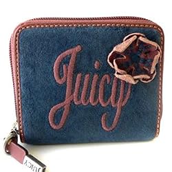 Juicy Couture Flower Velour Zip Around Wallet Blue