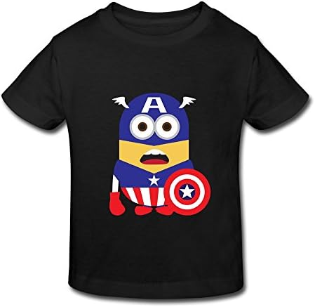 Toddler Kids Captain America Minions T-Shirt Little Boys Girls Black Age 4 Toddler Halloween