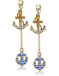 Betsey Johnson "Anchor Boost" Anchor Front and Back Linear Drop Earrings