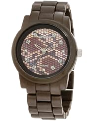 Sprout Womens ST/5044BMBN Snake Skin Printed Mother-Of-Pearl Dial Brown Corn-Resin Watch