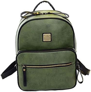 LEGE Women's Lady teen girls Pu laether Fashion New Retro Vintage style Casual school bag Shopping Backpack (02-Green)
