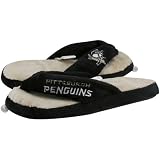 NHL Pittsburgh Penguins Ladies Black-Gold Plush Thong Slippers (X-Large)