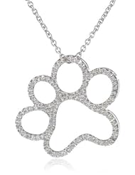 Silver and Diamond Dog Paw Pendant Necklace (1/20 cttw, I-J Color, I3 Clarity), 18"