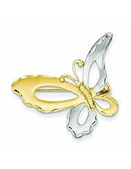 14K Gold & Rhodium Diamond Cut Satin Butterfly Pin