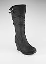 Faux Suede Buckle Wedge Boot