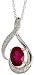 14k White Gold 18 in. Chain & 3/4 in. (20mm) tall Swirl Pendant, w/ 0.07 Carat Brilliant Cut Diamonds & 1.24 Carats Oval Cut (7x5mm) Enhanced Ruby Stone