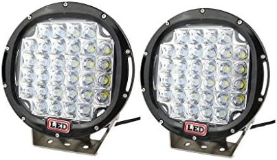 Kkingweststore CREE 1 Pair 9 Inch Round 96W Indensity Led Spot Light Driving lights Headlamp for offroad 4wd 4x4 Jeep Pickup Bumper/Roof 8000LM(32PCS*3W) Black