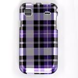 Premium Design Hard Crystal Snap-on Case Cover for Samsung Vibrant T959, T-Mobile, Purple Plaid Checkers Print