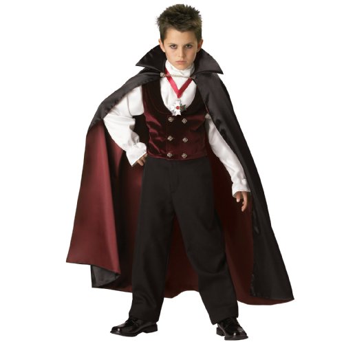 InCharacter Costumes, LLC Boys 2-7 Gothic Vampire Velvet Vest Set, Black/Burgundy, 6 On Sale