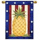 Patriotic Red White & Blue Pineapple Garden Flag Banner