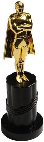 Superhero Trophy - Gold Plastic 9 Inch Tall Trophy on Black Base