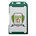 Green Heavy Duty Badge Holder (Holds 2 ID Cards) Hard Plastic with Front and Back Side Load Slots, by Specialist ID