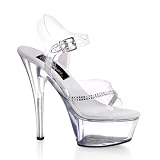 KISS-208R 6 Inch Sexy High Heel Stiletto Shoes Ankle Strap Platform Sandal With Rhinetones