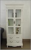 WEIßE SCHRANK-VITRINE MIT 3 FÄCHERN & 2 SCHUBLADEN