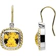 14K White Gold Citrine and Diamond Earrings