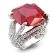 Sterling Silver Big Red CZ Solitaire Ring