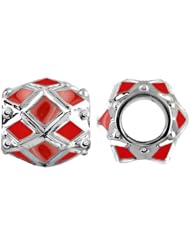 Storywheel® Red Enamel Bead / Charm in 925 Sterling Silver