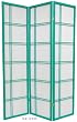 6ft. Double Cross Japanese Shoji Folding Privacy Screen Room Divider - 6 Panel Teal Green