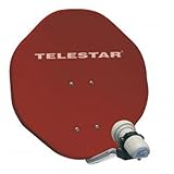 TELESTAR 1 Teilnehmer Sat-Set mit 45cm ALURAPID Offsetspiegel, rot, 1 SKYTWIN-LNB und 1 Receiver TELEDIGI 3S
