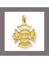 14k Gold Fire Department Badge Pendant