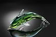 Art Glass Green and Blue Dolphin