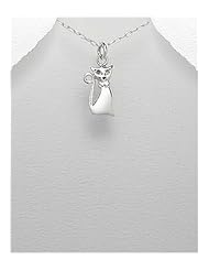 Cat Pendant Necklace In 92.5 Sterling Silver