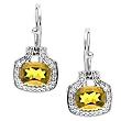 14K White Gold Citrine and Diamond Earrings