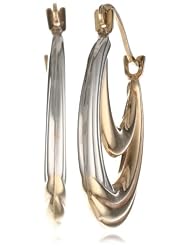 10K Two-Tone Gold Stampato Hoop Earrings