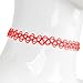 Jane Stone Choker Black Stretch Gothic Tattoo Henna Necklace (Fn1450-Red)