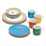 Picasso Lines 16Pc Dinnerware Set Porcelain Plates Cups