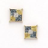 Solid 14K Yellow Gold Micro Pave .20 Carat Border Genuine Diamond Earrings