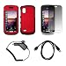 Red Rubberized Snap-On Cover Hard Case Cell Phone Protector + LCD Screen Protector + Rapid Car Charger + USB Data Charge Sync Cable for Samsung Solstice A887
