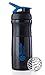 BlenderBottle SportMixer Tritan Grip Shaker Bottle, Black/Blue, 28-Ounce
