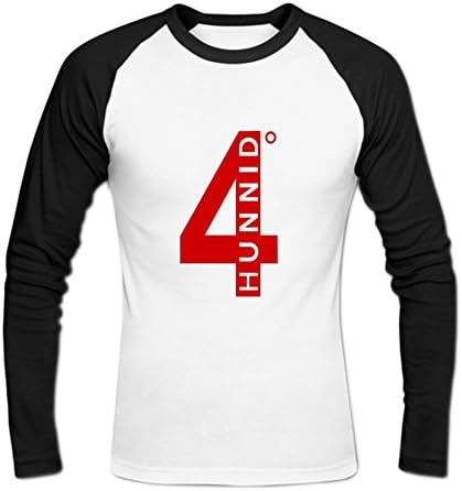 ZIHLN Men's 4 Hunnid Baseball T shirt Long Sleeve XXL White