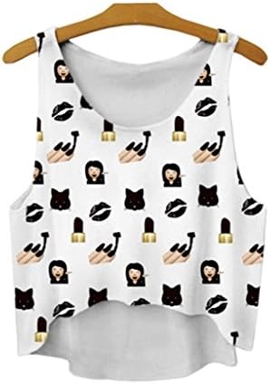 New Fashion Women Sexy Crop top Hot 3D Emoji Print Tank Top Outwear Girls Tanks
