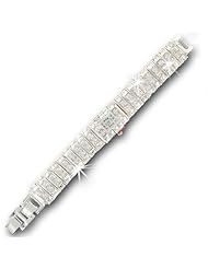 Geneva Silvertone 4 Rows Cubic Zirconia Bracelet Watch (A1W4)