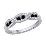 10k White Gold, Black and White Diamond Fashion Ring (3/8 cttw)