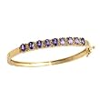 14K Yellow Gold Tanzanite and Diamond Bangle Bracelet