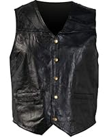 Giovanni Navarre Mosaic Leather Vest Black