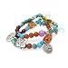 Textured Metal Disk Dangle Mixed Stone Chip Stretch Bangle Bracelet image 2
